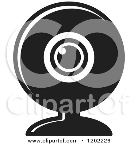 Clipart of a Black and White Computer Web Cam Icon - Royalty Free Vector Illustration by Lal Perera