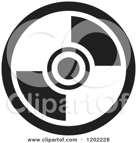 Clipart of a Black and White Computer Software Cd Icon - Royalty Free Vector Illustration by Lal Perera