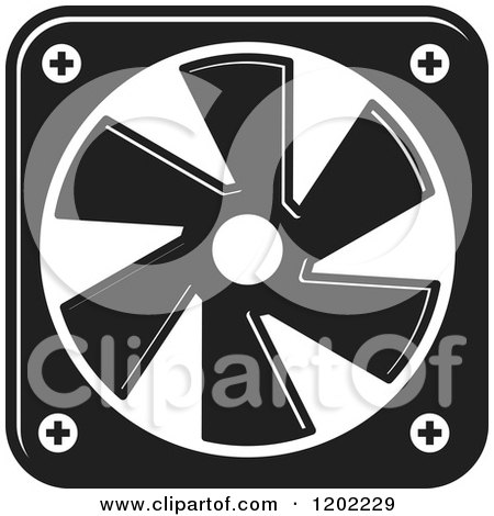 Clipart of a Black and White Computer Cooling Fan Icon - Royalty Free Vector Illustration by Lal Perera