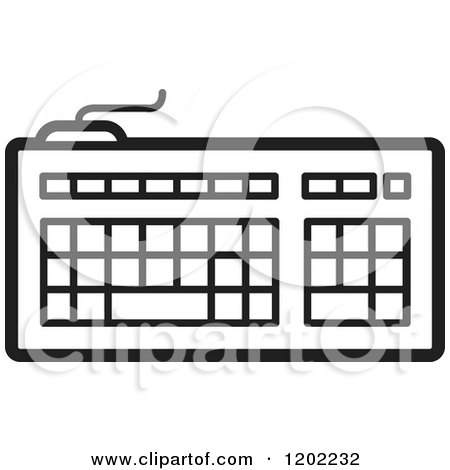 Clipart of a Black and White Computer Keyboard Icon - Royalty Free Vector Illustration by Lal Perera