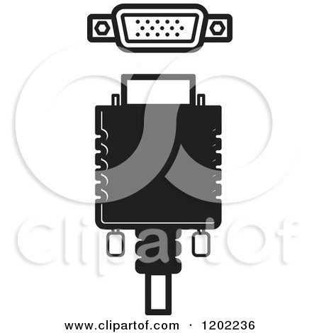 Clipart of a Black and White Computer Vga Socket Icon - Royalty Free Vector Illustration by Lal Perera
