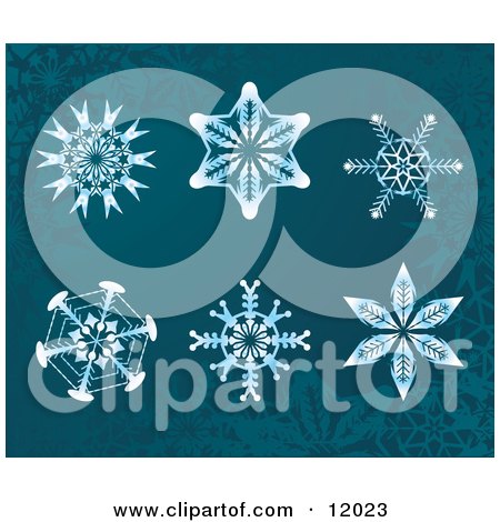 6 Snowflake Designs Clipart Illustration by AtStockIllustration
