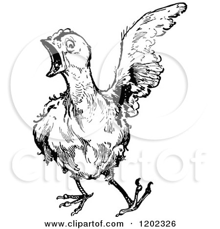 Clipart of a Vintage Black and White Emerald Oz Hen - Royalty Free Vector Illustration by Prawny Vintage