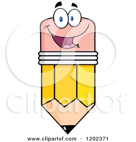 Cartoon of a Smiling Pencil Mascot - Royalty Free Vector Clipart by Hit Toon