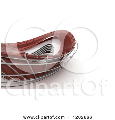 Clipart of a 3d Abstract Red Architectural Structure on White - Royalty Free CGI Illustration by KJ Pargeter