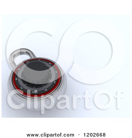 Clipart of a 3d Round Combination Lock on Shaded White - Royalty Free CGI Illustration by KJ Pargeter