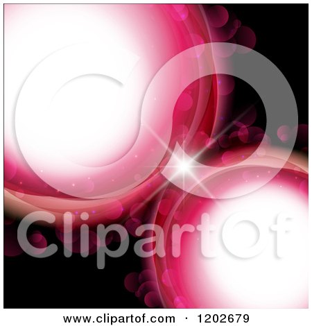 Clipart of Pink Bursts and Flares on Black - Royalty Free Vector Illustration by KJ Pargeter