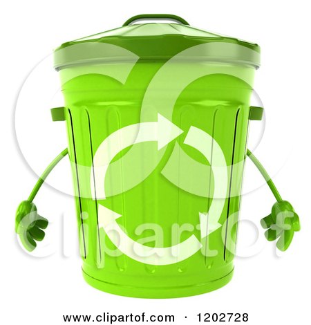 Clipart of a 3d Recycle Bin Character - Royalty Free CGI Illustration by Julos