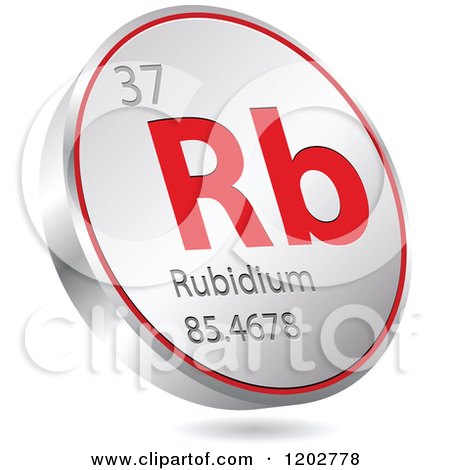 Clipart of a 3d Floating Round Red and Silver Rubidium Chemical Element Icon - Royalty Free Vector Illustration by Andrei Marincas