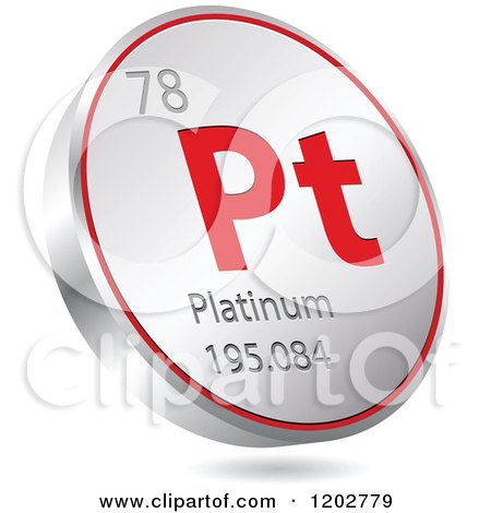 Clipart of a 3d Floating Round Red and Silver Platinum Chemical Element Icon - Royalty Free Vector Illustration by Andrei Marincas