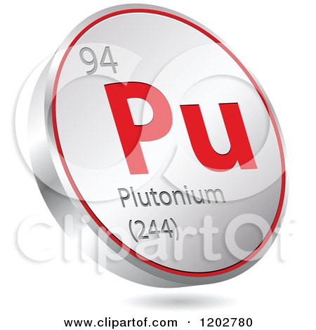 Clipart of a 3d Floating Round Red and Silver Plutonium Chemical Element Icon - Royalty Free Vector Illustration by Andrei Marincas