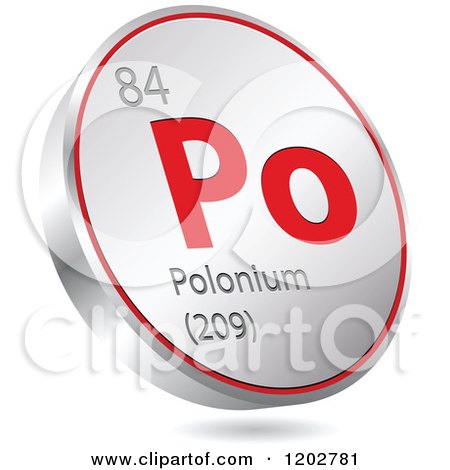 Clipart of a 3d Floating Round Red and Silver Polonium Chemical Element Icon - Royalty Free Vector Illustration by Andrei Marincas