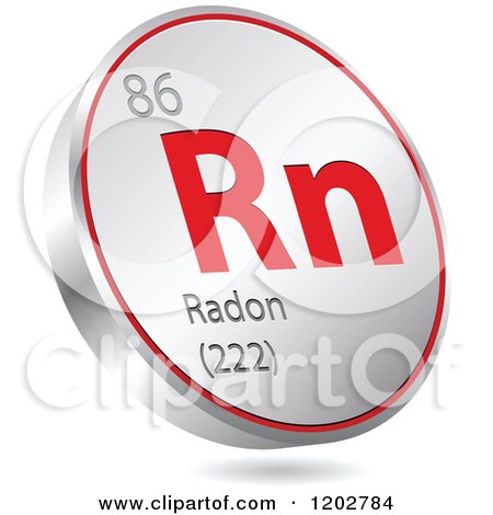 Clipart of a 3d Floating Round Red and Silver Radon Chemical Element Icon - Royalty Free Vector Illustration by Andrei Marincas