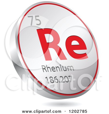 Clipart of a 3d Floating Round Red and Silver Rhenium Chemical Element Icon - Royalty Free Vector Illustration by Andrei Marincas