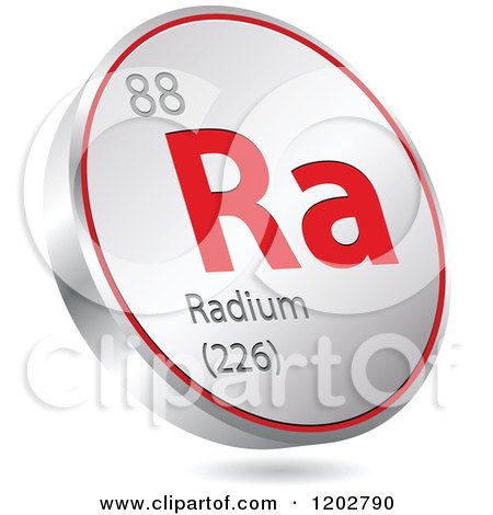 Clipart of a 3d Floating Round Red and Silver Radium Chemical Element Icon - Royalty Free Vector Illustration by Andrei Marincas