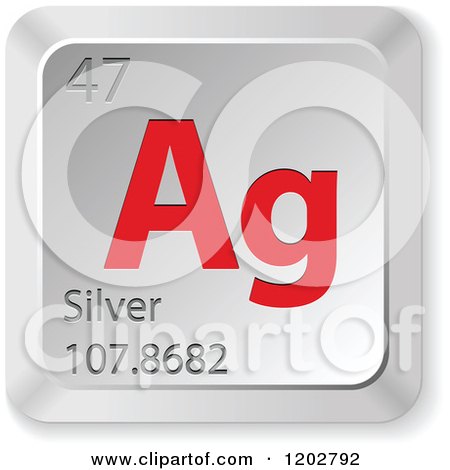 Clipart of a 3d Red and Chrome Silver Chemical Element Keyboard Button - Royalty Free Vector Illustration by Andrei Marincas
