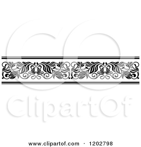 Clipart of a Vintage Black and White Ornate Floral Border Design 4 - Royalty Free Vector Illustration by Vector Tradition SM