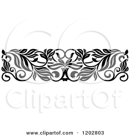 Clipart of a Vintage Black and White Ornate Floral Border Design 5 - Royalty Free Vector Illustration by Vector Tradition SM