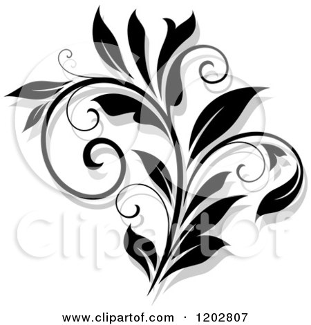Clipart of a Black and White Flourish with a Shadow 14 - Royalty Free Vector Illustration by Vector Tradition SM