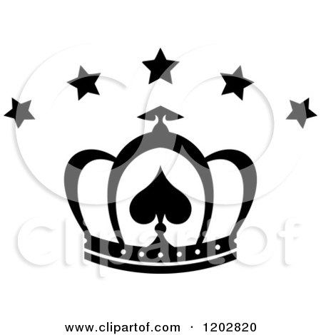 Clipart of a Black and White Crown with Luxury Stars 4 - Royalty Free Vector Illustration by Vector Tradition SM