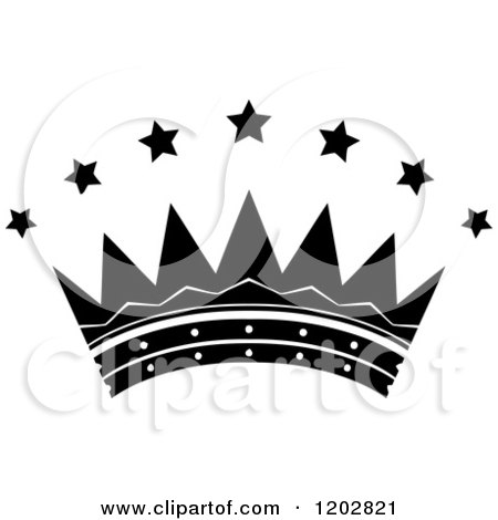 Clipart of a Black and White Crown with Luxury Stars - Royalty Free Vector Illustration by Vector Tradition SM