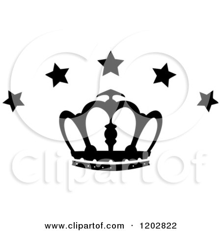 Clipart of a Black and White Crown with Luxury Stars 2 - Royalty Free Vector Illustration by Vector Tradition SM