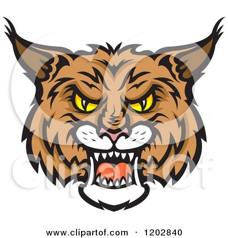 Clipart of a Hissing Bobcat Face - Royalty Free Vector Illustration by Vector Tradition SM