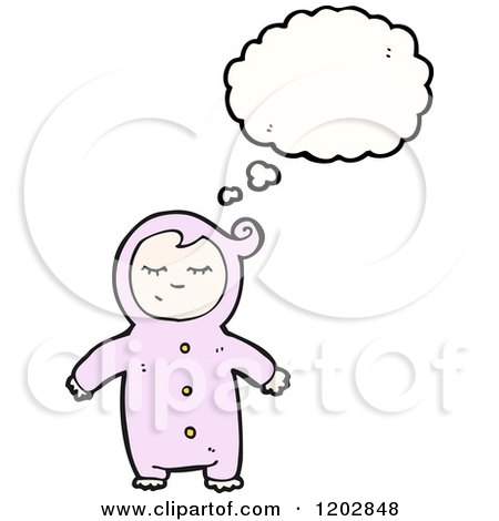 Cartoon of a Thinking Toddler - Royalty Free Vector Illustration by lineartestpilot