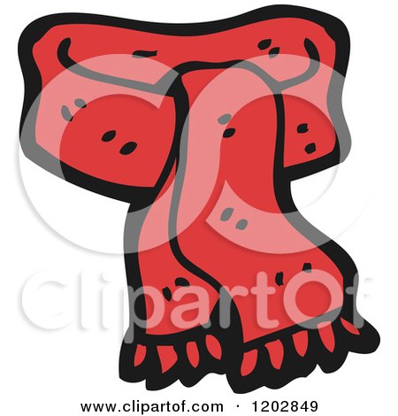 Cartoon of a Red Wool Scarf - Royalty Free Vector Illustration by lineartestpilot