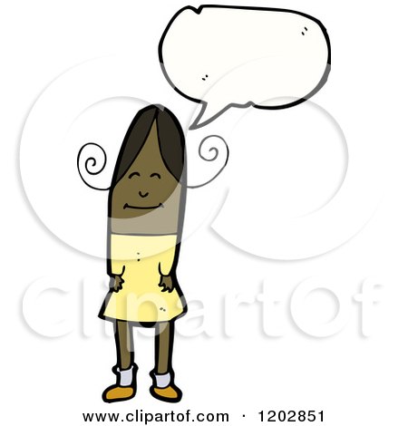 Cartoon of a Black Girl Speaking - Royalty Free Vector Illustration by lineartestpilot