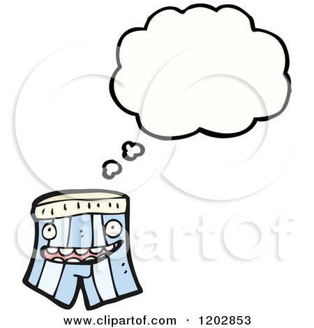 Cartoon of a Pair of Boxer Shorts Thinking - Royalty Free Vector Illustration by lineartestpilot