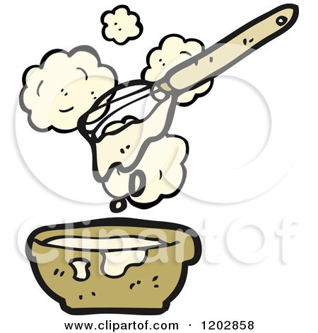 Cartoon of a Wire Wisk and Mixing Bowl - Royalty Free Vector Illustration by lineartestpilot