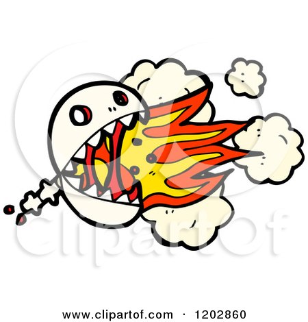 Cartoon of a Flaming Skull - Royalty Free Vector Illustration by lineartestpilot