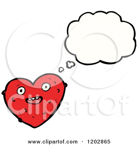 Cartoon of a Valentine Heart Thinking - Royalty Free Vector Illustration by lineartestpilot