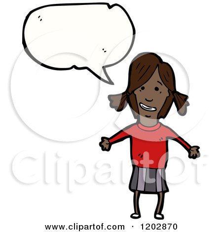 Cartoon of an African American Girl Speaking - Royalty Free Vector Illustration by lineartestpilot