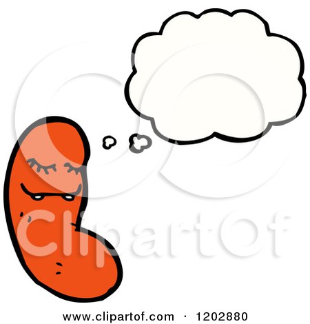 Cartoon of a Thinking Sausage - Royalty Free Vector Illustration by lineartestpilot