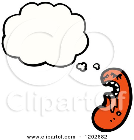 Cartoon of a Thinking Drooling Sausage - Royalty Free Vector Illustration by lineartestpilot