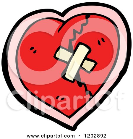 Cartoon of a Broken Valentine Heart - Royalty Free Vector Illustration by lineartestpilot