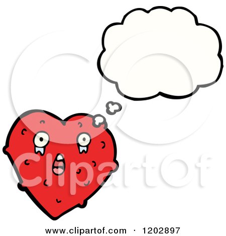 Cartoon of a Valentine Heart Thinking - Royalty Free Vector Illustration by lineartestpilot