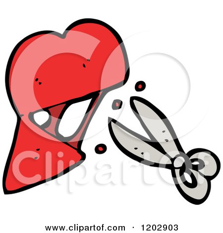 Cartoon of a Valentine Heart and Scissors - Royalty Free Vector Illustration by lineartestpilot