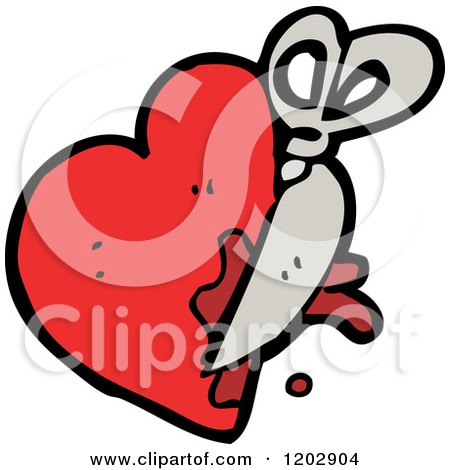 Cartoon of a Valentine Heart and Scissors - Royalty Free Vector Illustration by lineartestpilot