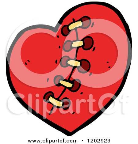 Cartoon of a Stiched Valentine Heart - Royalty Free Vector Illustration by lineartestpilot