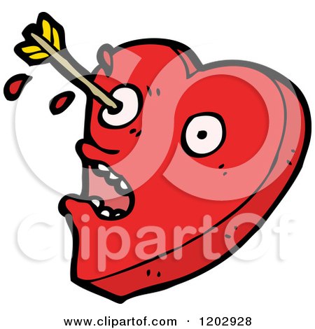 Cartoon of a Valentine Heart with an Arrow - Royalty Free Vector Illustration by lineartestpilot