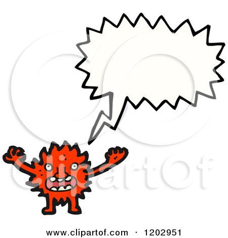 Cartoon of a Flame Monster Speaking - Royalty Free Vector Illustration by lineartestpilot