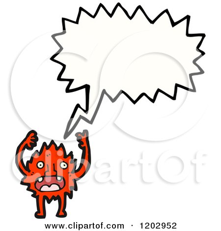 Cartoon of a Flame Monster Speaking - Royalty Free Vector Illustration by lineartestpilot