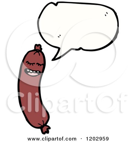 Cartoon of a Speaking Sausage - Royalty Free Vector Illustration by lineartestpilot
