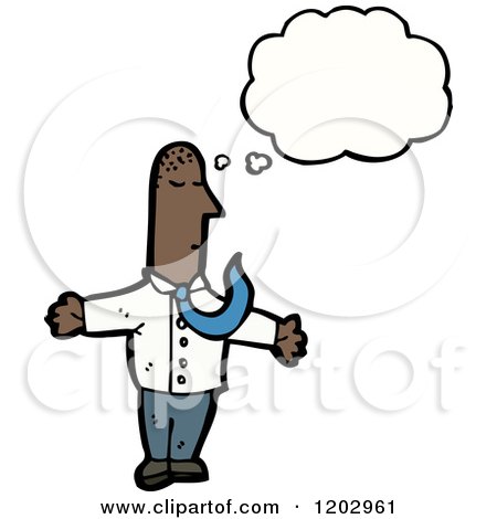 Cartoon of an African American Man Thinking - Royalty Free Vector Illustration by lineartestpilot