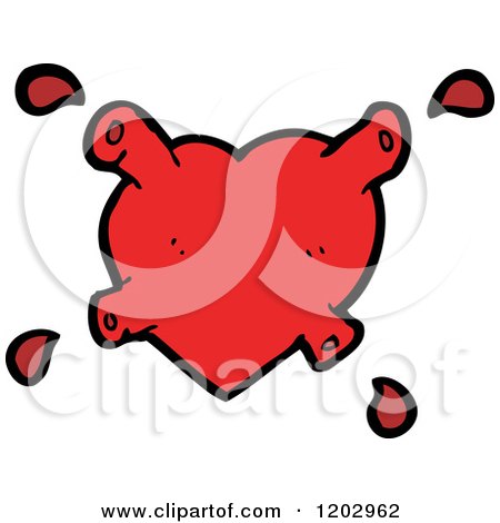 Cartoon of a Bloody Heart - Royalty Free Vector Illustration by lineartestpilot