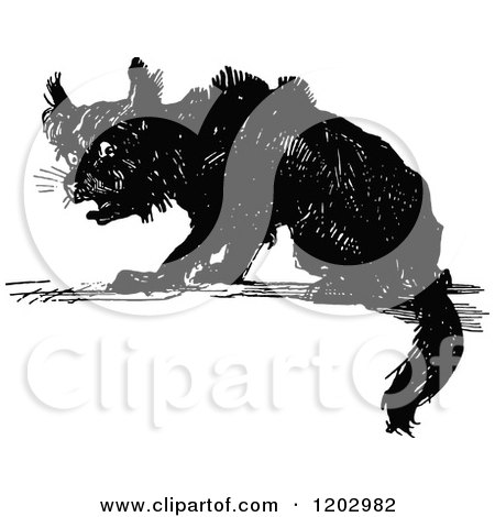 Clipart of a Vintage Black and White Lost Princess of Oz Dog - Royalty Free Vector Illustration by Prawny Vintage
