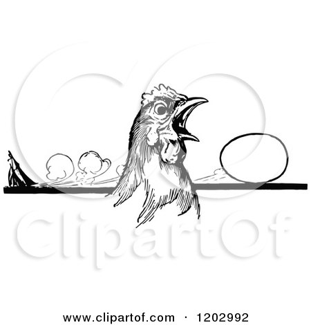 Clipart of a Vintage Black and White Oz Hen - Royalty Free Vector Illustration by Prawny Vintage